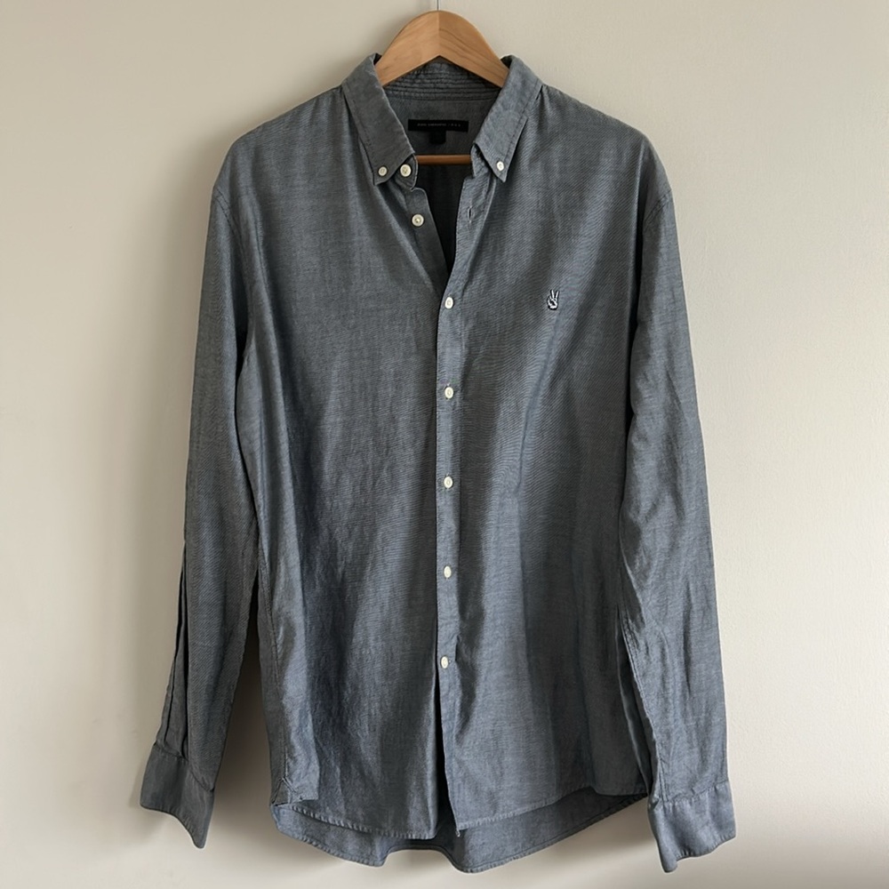 John Varvatos Cotton Peace Sign Button Down Dress Shirt XL